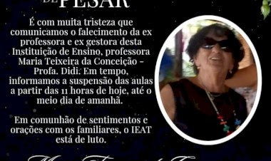 IEAT emite Nota de Pesar pelo falecimento da Professora Maria Teixeira da Conceição