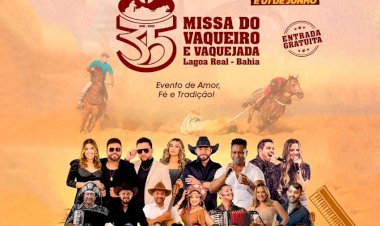 Lagoa Real divulga programação completa da 35ª Missa do Vaqueiro e Vaquejada; evento começa dia 29 de maio